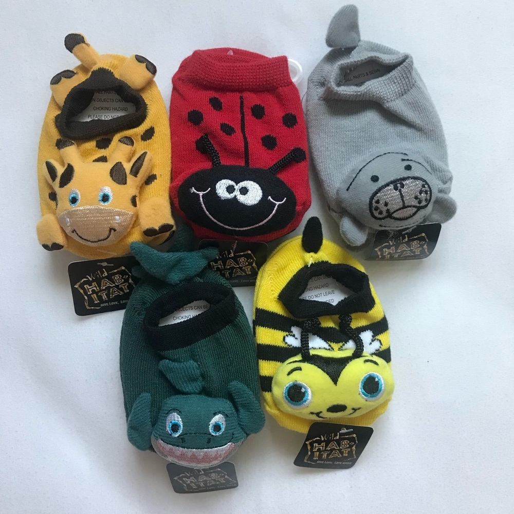 Wild Habitat infant no slip novelty socks/slippers. Set of 5 pairs!